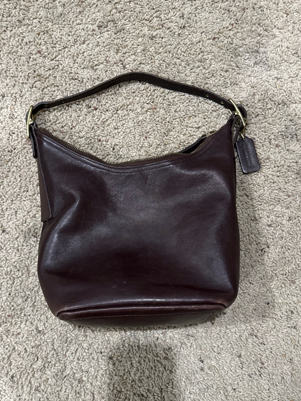 Vintage COACH 9823 Leather Hobo Bucket Shoulder Bag Brown